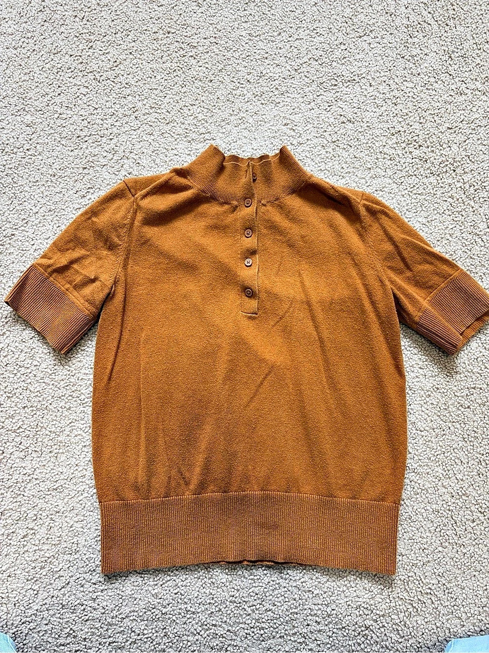Everlane Short Sleeve Ribbed Sweater in Brown Like New